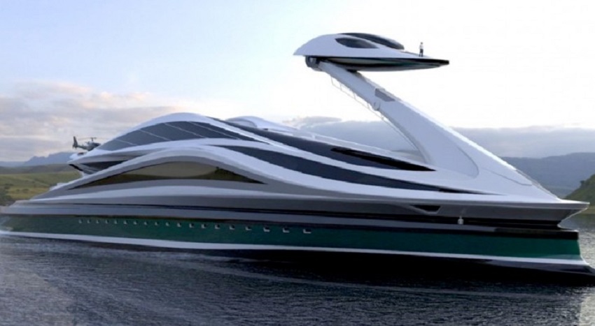 yacht a forma di cigno
